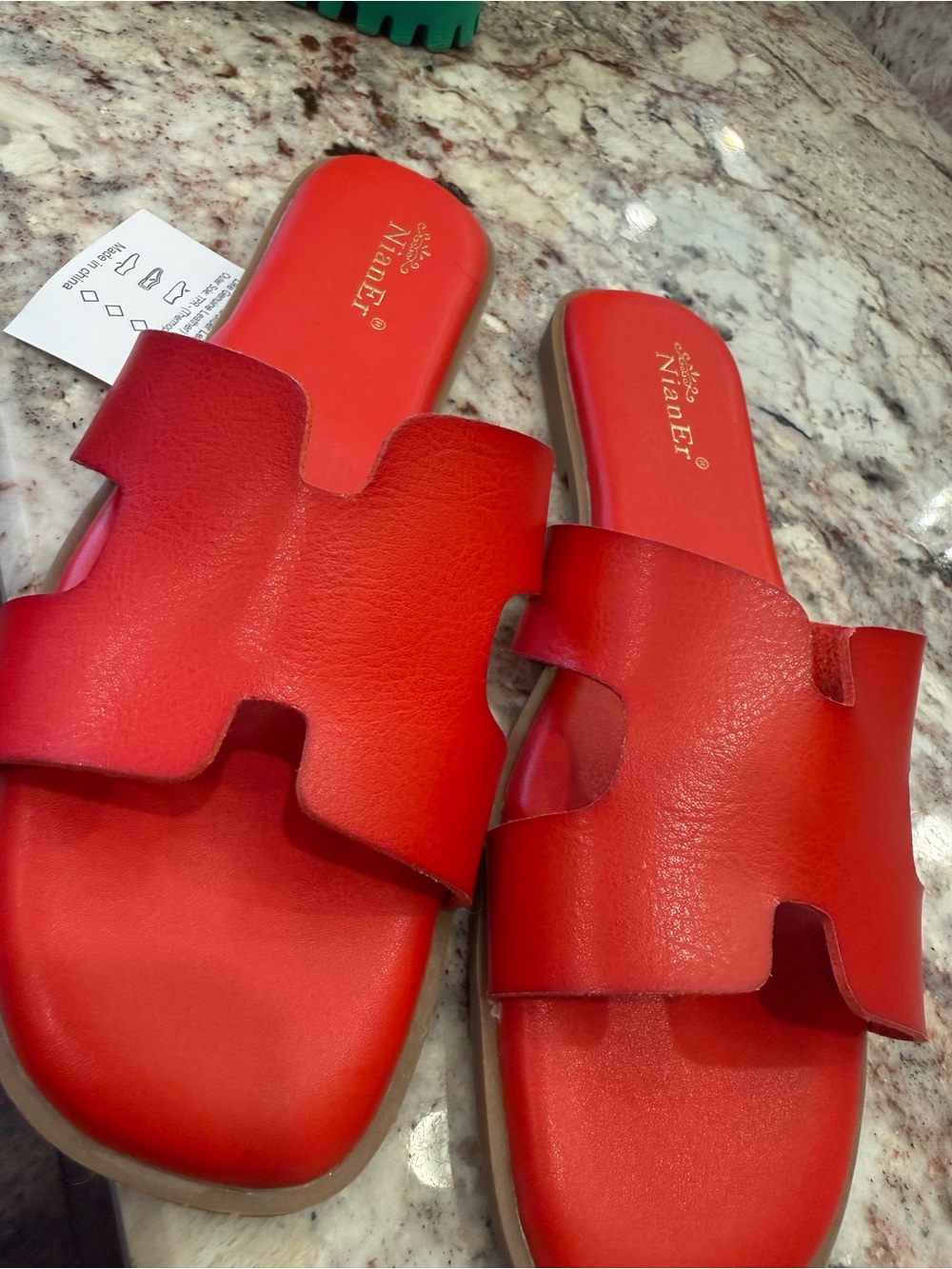 Red Slide Sandals for Women 7.5